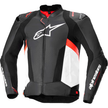 ALPINESTARS Missile v3 Leather Jacket - Black/White/Red Fluo - US 42 / EU 52  3100125-1231-52