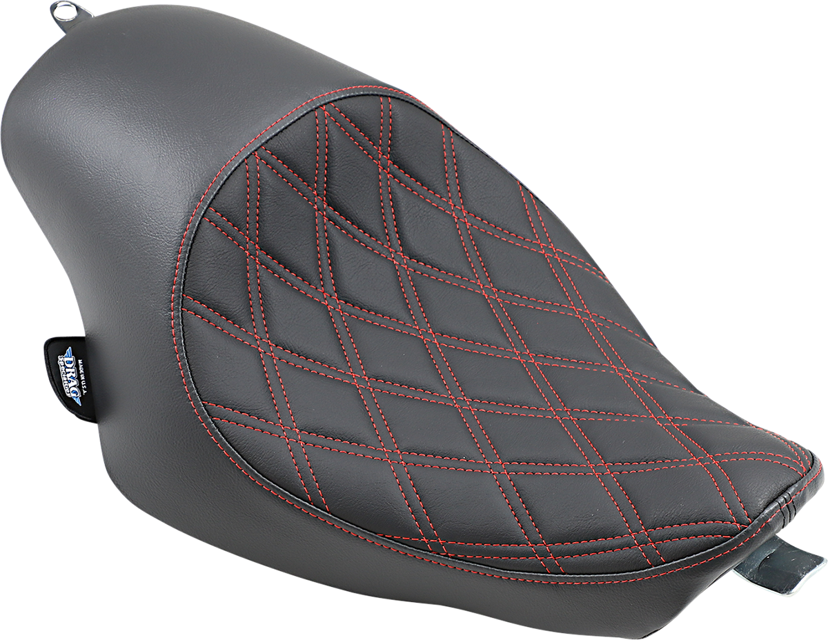 DRAG SPECIALTIES Seat - 3/4 Solo - Double Diamond - Black w/ Red Stitching - '04-'22 XL  0804-0746