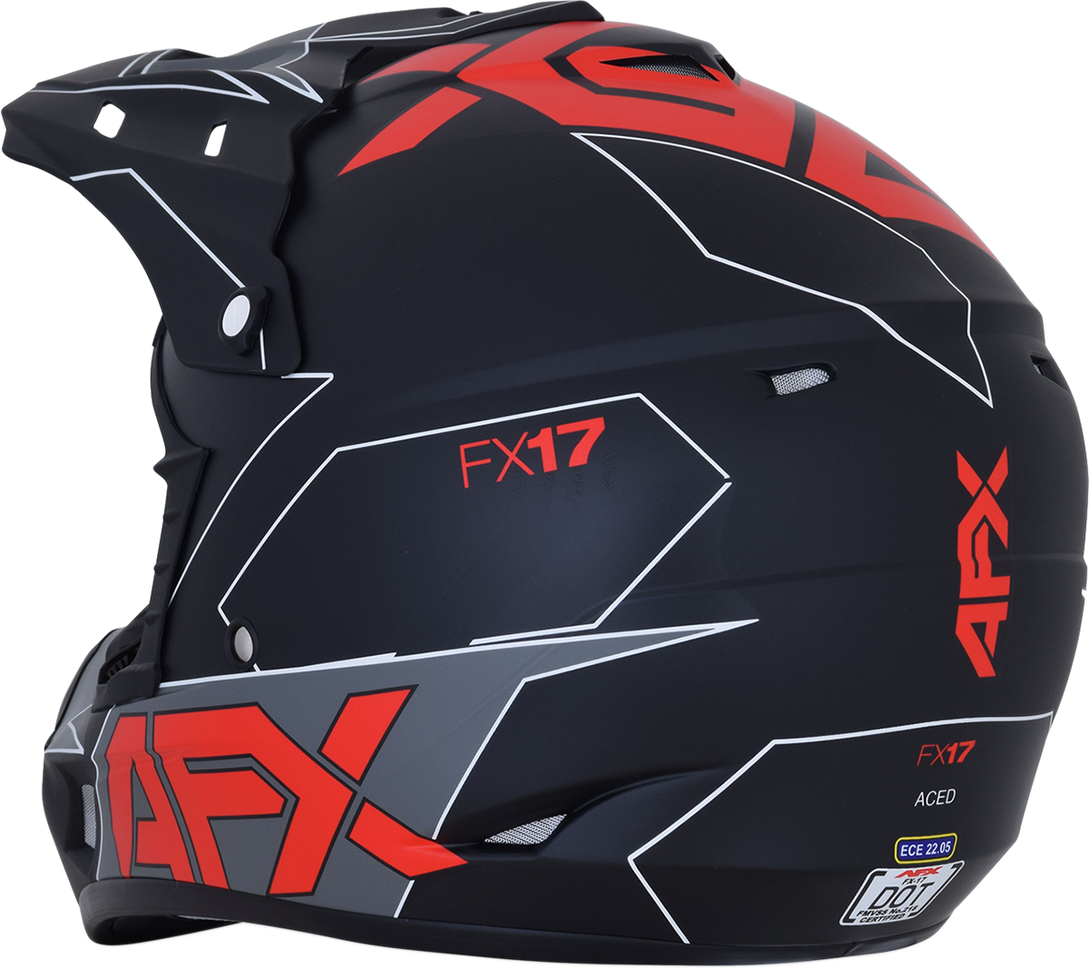 AFX FX-17 Motorcycle Helmet - Aced - Matte Black/Red - Large 0110-6486