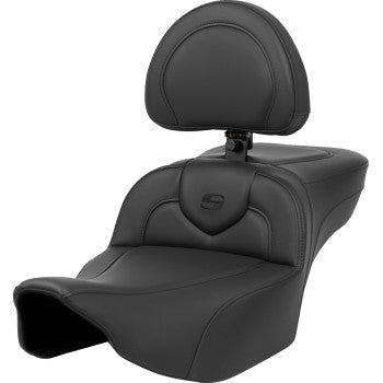 SADDLEMEN Roadsofa™ Extended Reach Seat - Black Stitch - with Backrest - FL '23-'24 823-07-188BR