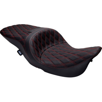 DRAG SPECIALTIES Freedom Seat - Vinyl - Double Diamond Red Stitch - FLH '97-'07 0801-1507