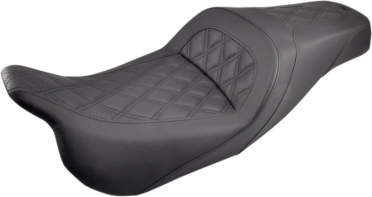 SADDLEMEN Slim Seat - Black - Lattice Stitch - '08-'23 FL 808-07B-162