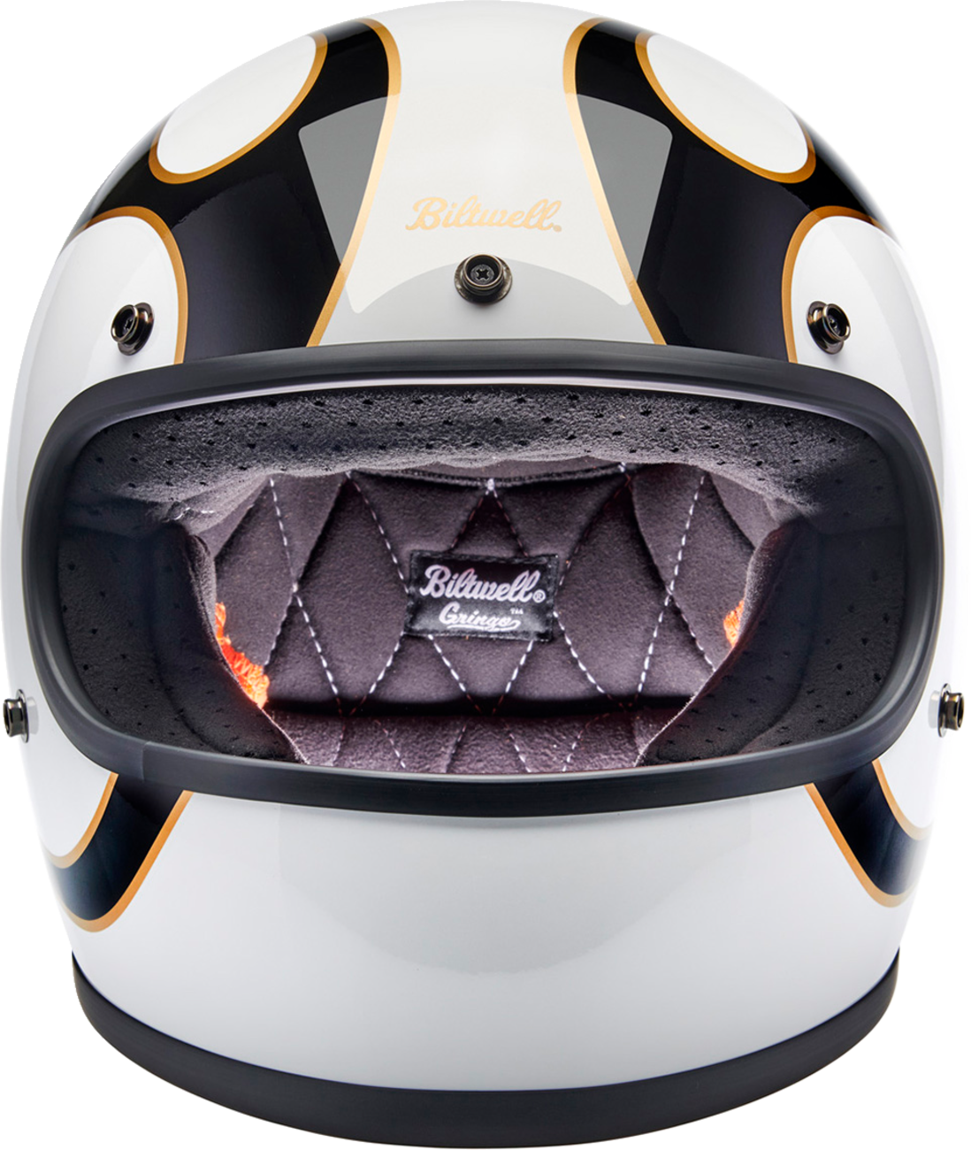 BILTWELL Gringo Motorcycle Helmet - Flames - White/Black - Medium 1002-561-503