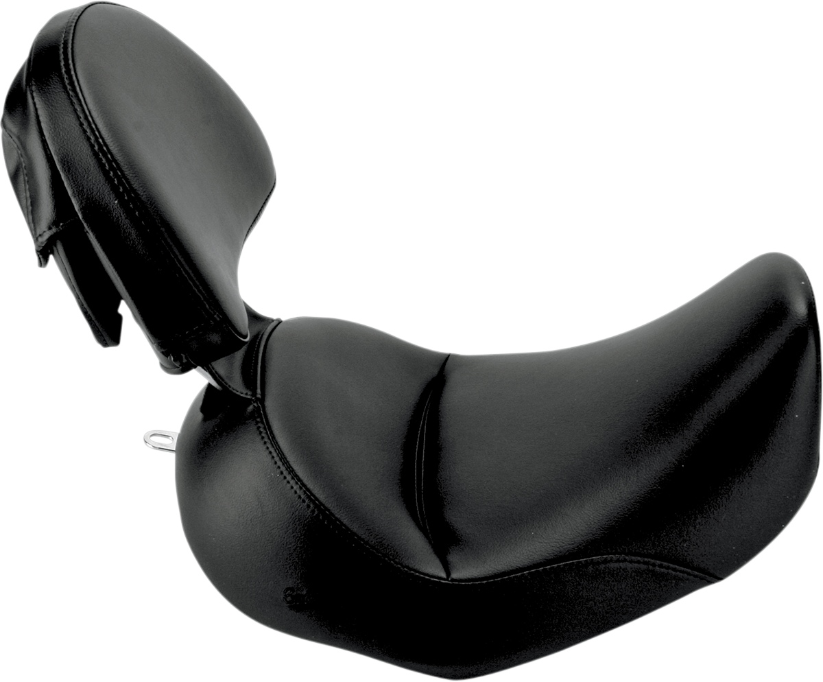 SADDLEMEN Heels Down Solo Seat - With Backrest - Plain - Black - FLSTC 806-15-0041