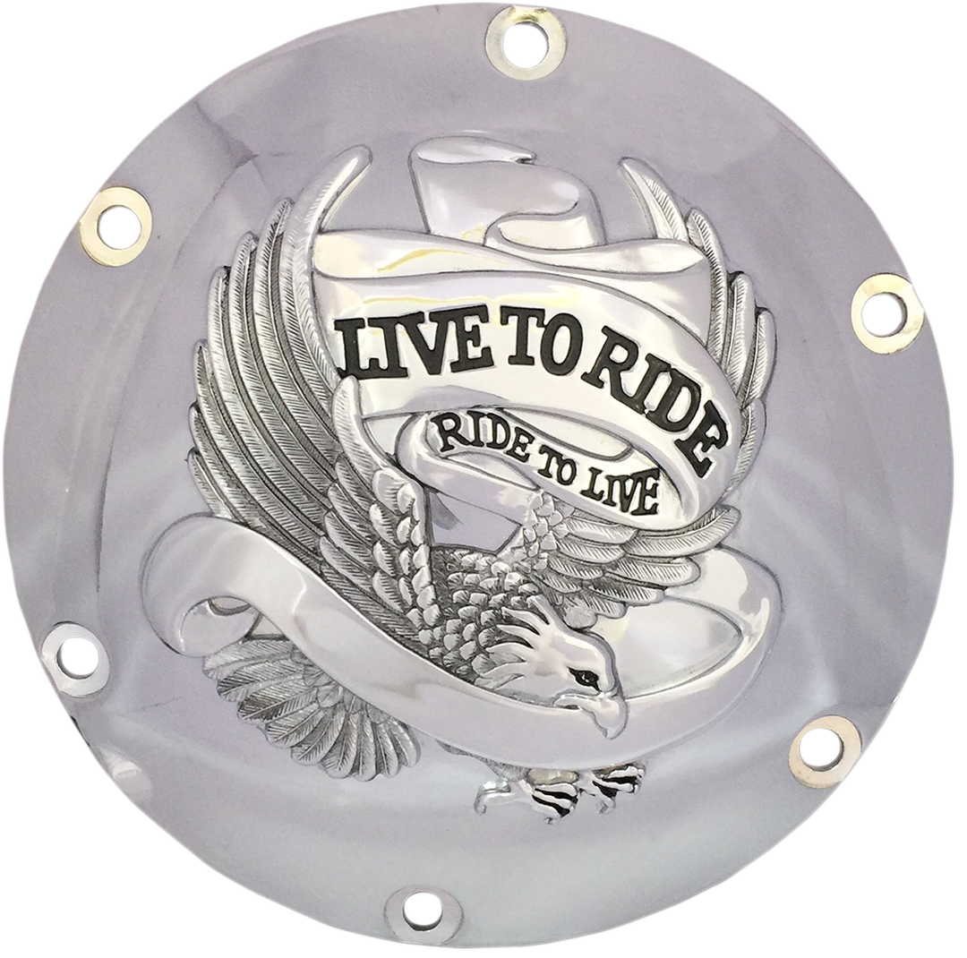 DRAG SPECIALTIES Live to Ride Derby Cover - 6-Hole - Chrome 33-0067CG