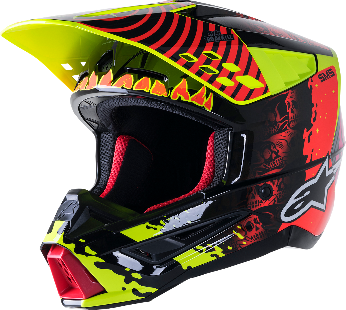 ALPINESTARS SM5 Motorcycle Helmet - Solar Flare - Gloss Black/Red/Yellow - Medium 8305822-1355-MD