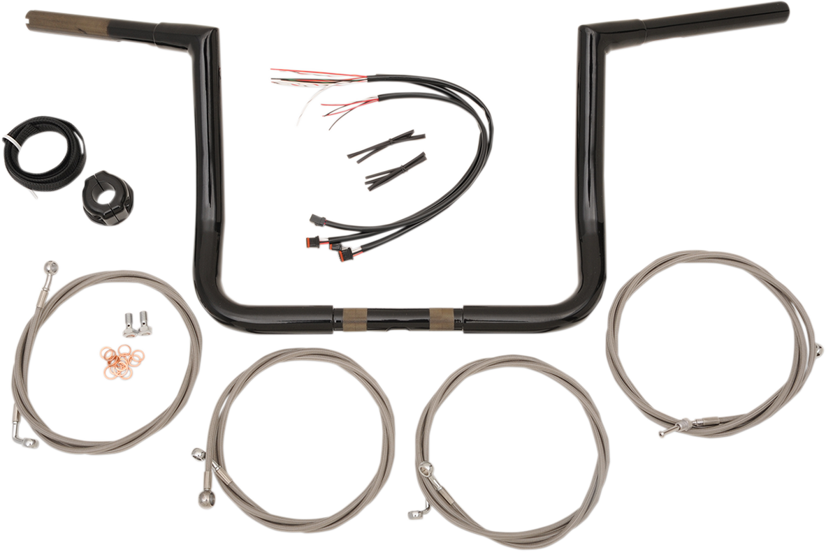 LA CHOPPERS Handlebar and Cable Kit - 14" - Black LA-7361KT3-14B