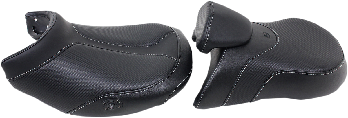 SADDLEMEN Seat - Adventure Tour - Two-Piece - Low - With Lumbar Backrest - Stitched - Black - Heated R1200GS 2013-2019  0810-BM33LRHCT