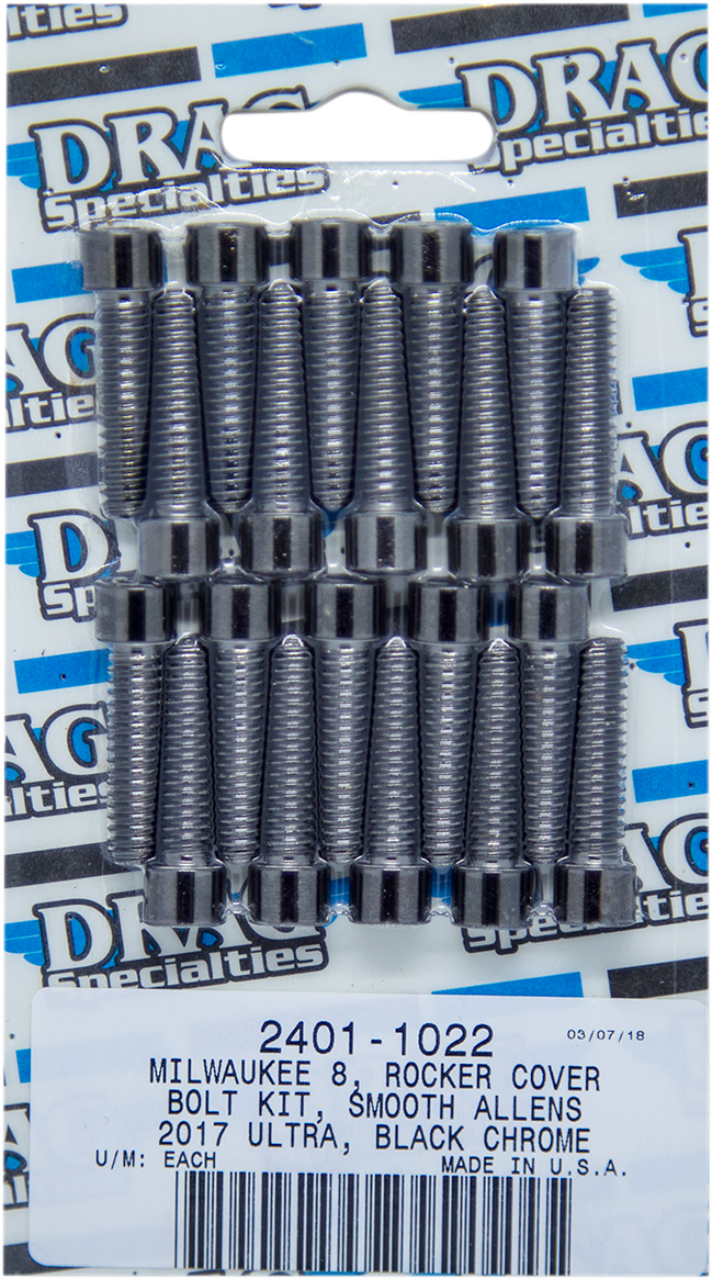 DRAG SPECIALTIES Rocker Smooth Bolt Kit - Black/Chrome - M8 MK777SBK