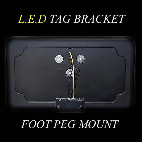 Suzuki Black Anodized Foot Peg Mount License Plate Tag Bracket With LED Light