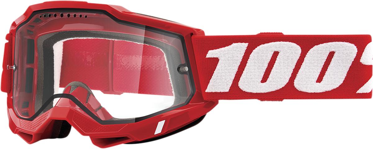 100% Accuri 2 Enduro MTB Goggles - Neon Red - Clear 50016-00005