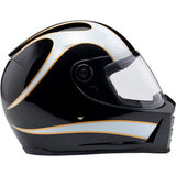 BILTWELL Lane Splitter Motorcycle Helmet - Gloss Black/White Flames - XS 1004-570-501