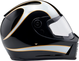 BILTWELL Lane Splitter Motorcycle Helmet - Gloss Black/White Flames - Large 1004-570-504