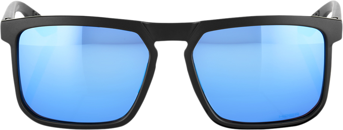 100% Renshaw Sunglasses - Matte Black - HiPER Blue Mirror 60021-00001