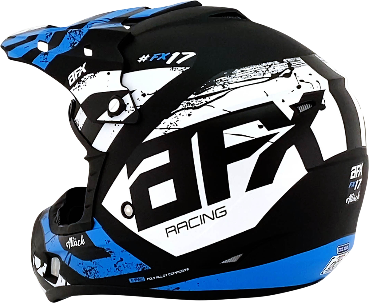 AFX FX-17Y Motorcycle Helmet - Attack - Matte Black/Blue - Medium 0111-1409