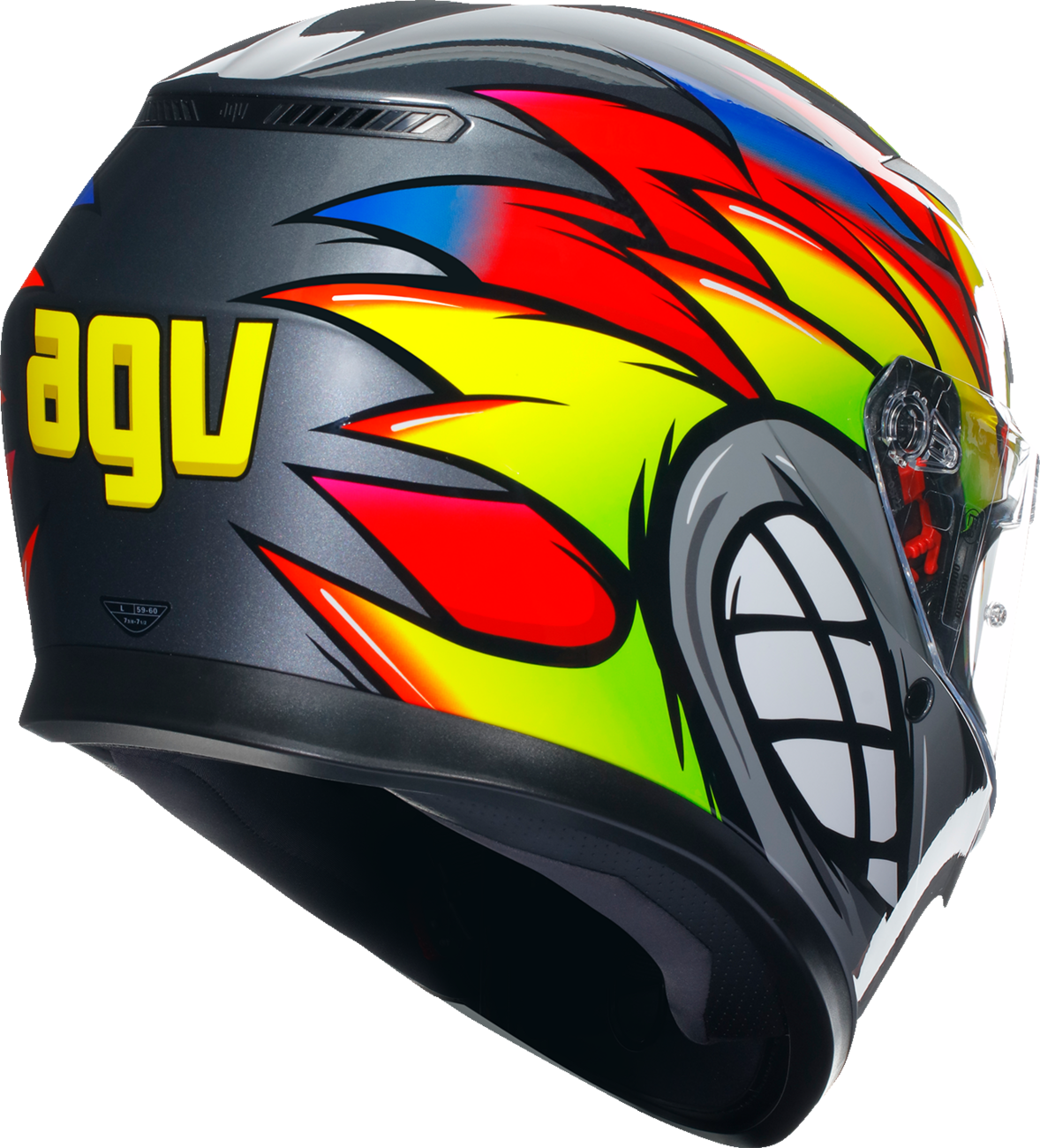 AGV K3 Motorcycle Helmet - Birdy 2.0 - Gray/Yellow/Red - Large 2118381004012L