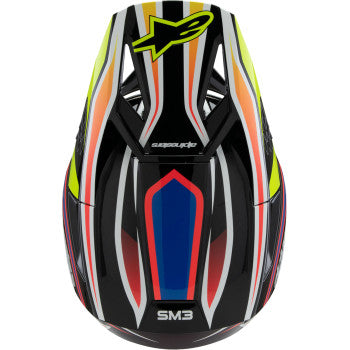 ALPINESTARS Youth SM3 Motorcycle Helmet - Wurx - Gloss Black/Yellow Fluo/Blue/Red Medium 8302025-1574-YM