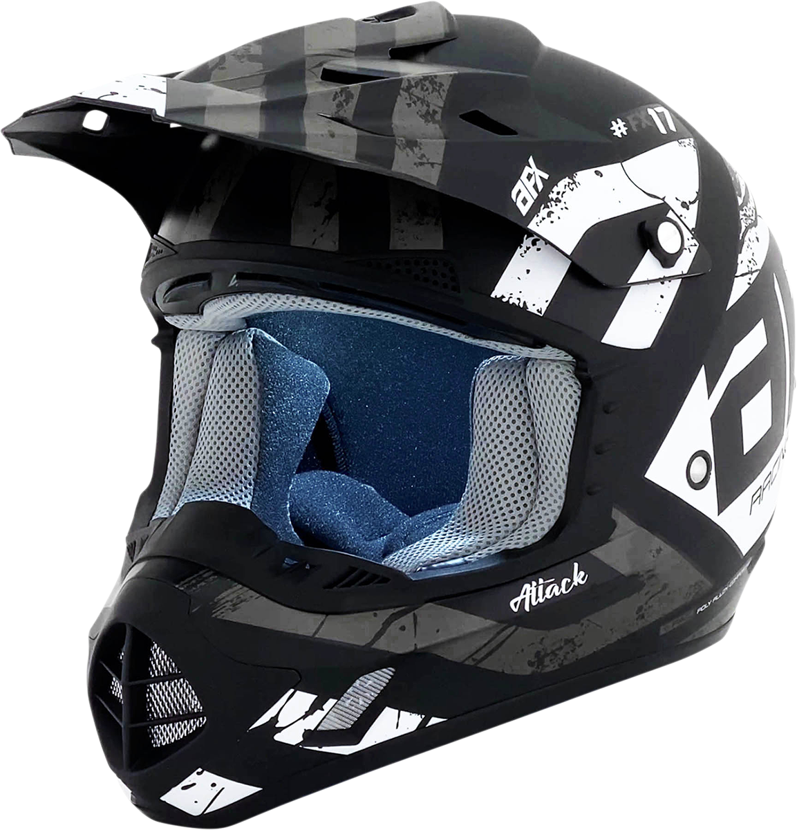 AFX FX-17 Motorcycle Helmet - Attack - Matte Black/Silver - Large 0110-7145