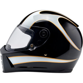 BILTWELL Lane Splitter Motorcycle Helmet - Gloss Black/White Flames - XS 1004-570-501