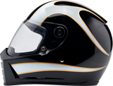 BILTWELL Lane Splitter Motorcycle Helmet - Gloss Black/White Flames - Large 1004-570-504