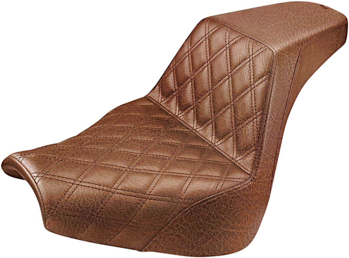 SADDLEMEN Step-Up Seat - Front Lattice Stitch - Brown 818-31-172BR