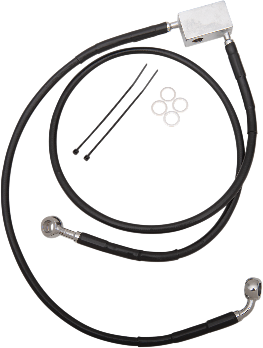 DRAG SPECIALTIES Brake Line - Front - Black - +2" - Softail '00-'03 640221-2BLK