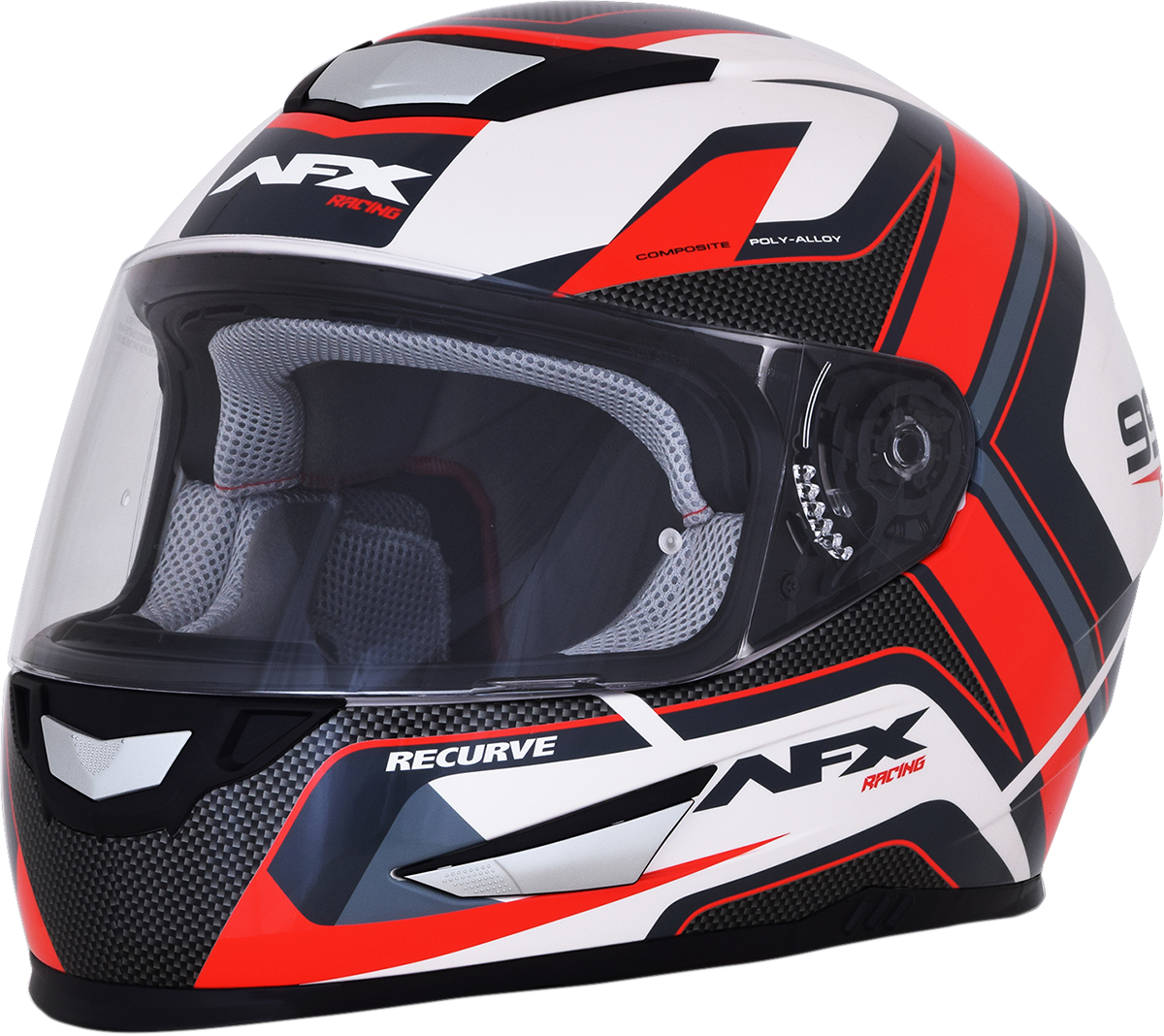 AFX FX-99 Motorcycle Helmet - Recurve - Pearl White/Red - Medium 0101-11127