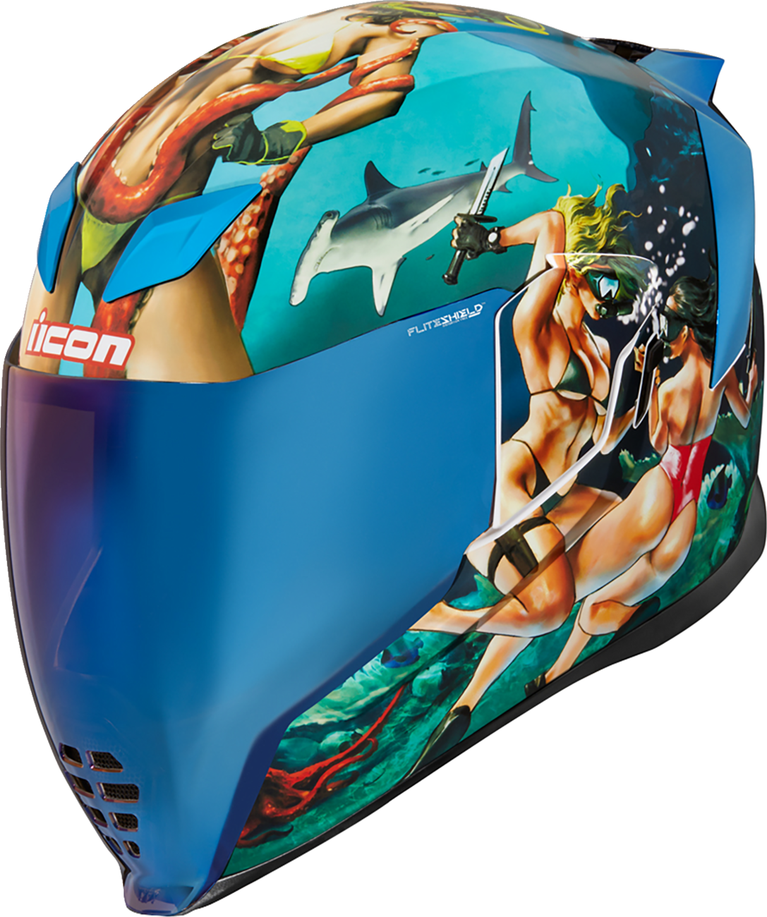 ICON Airflite™ Motorcycle Helmet - Pleasuredome4 - Blue - Small 0101-15001