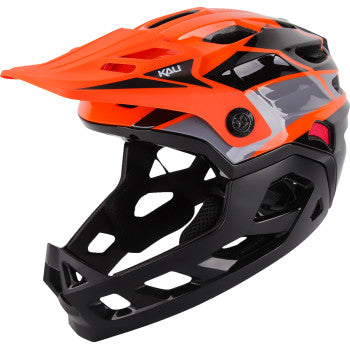 KALI Child Maya Full Face Bicycle Helmet - Race - Gloss Orange/Gray/Black - OS 0221923312