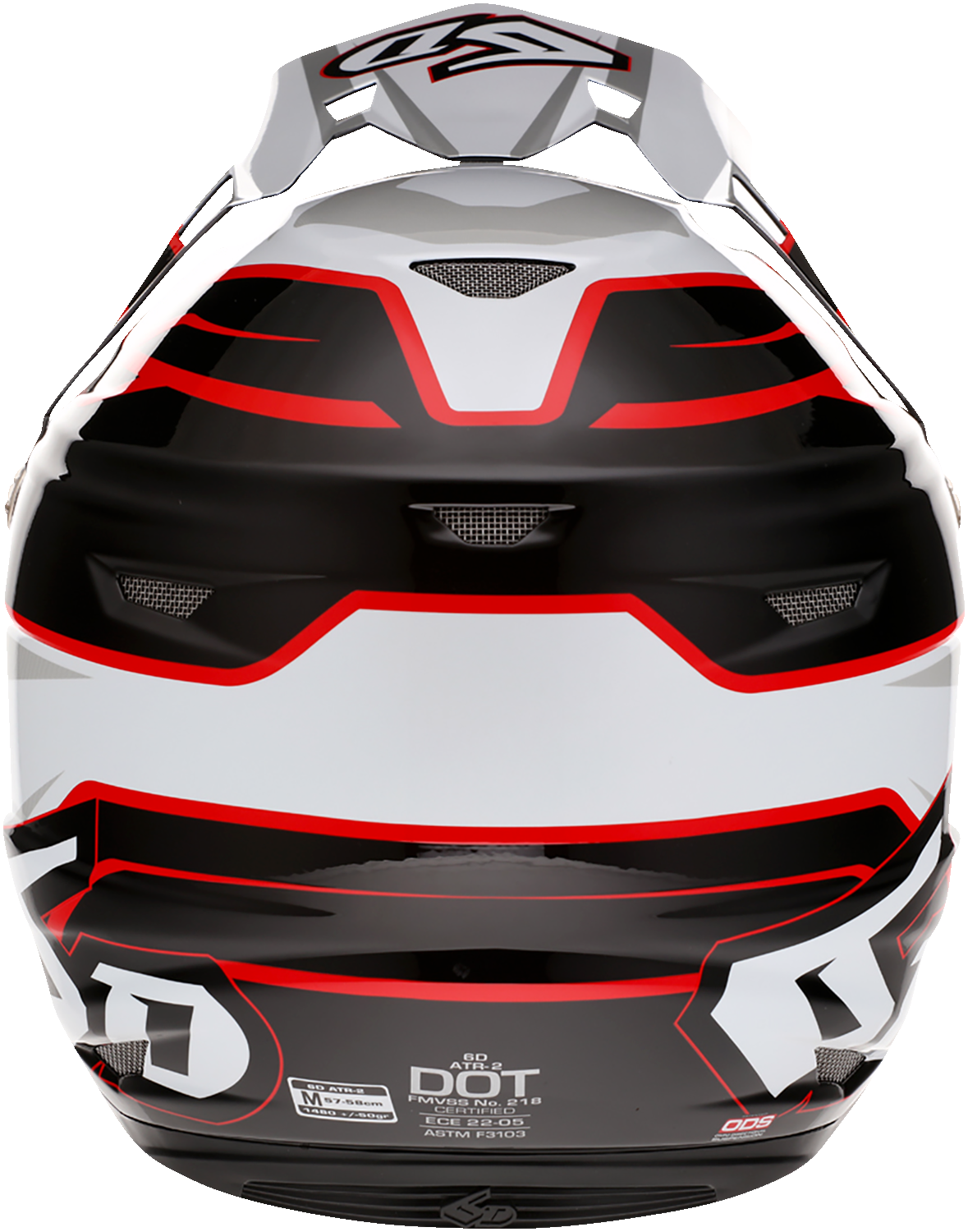 6D ATR-2 Motorcycle Helmet - Phase - White/Red - XS 12-2834