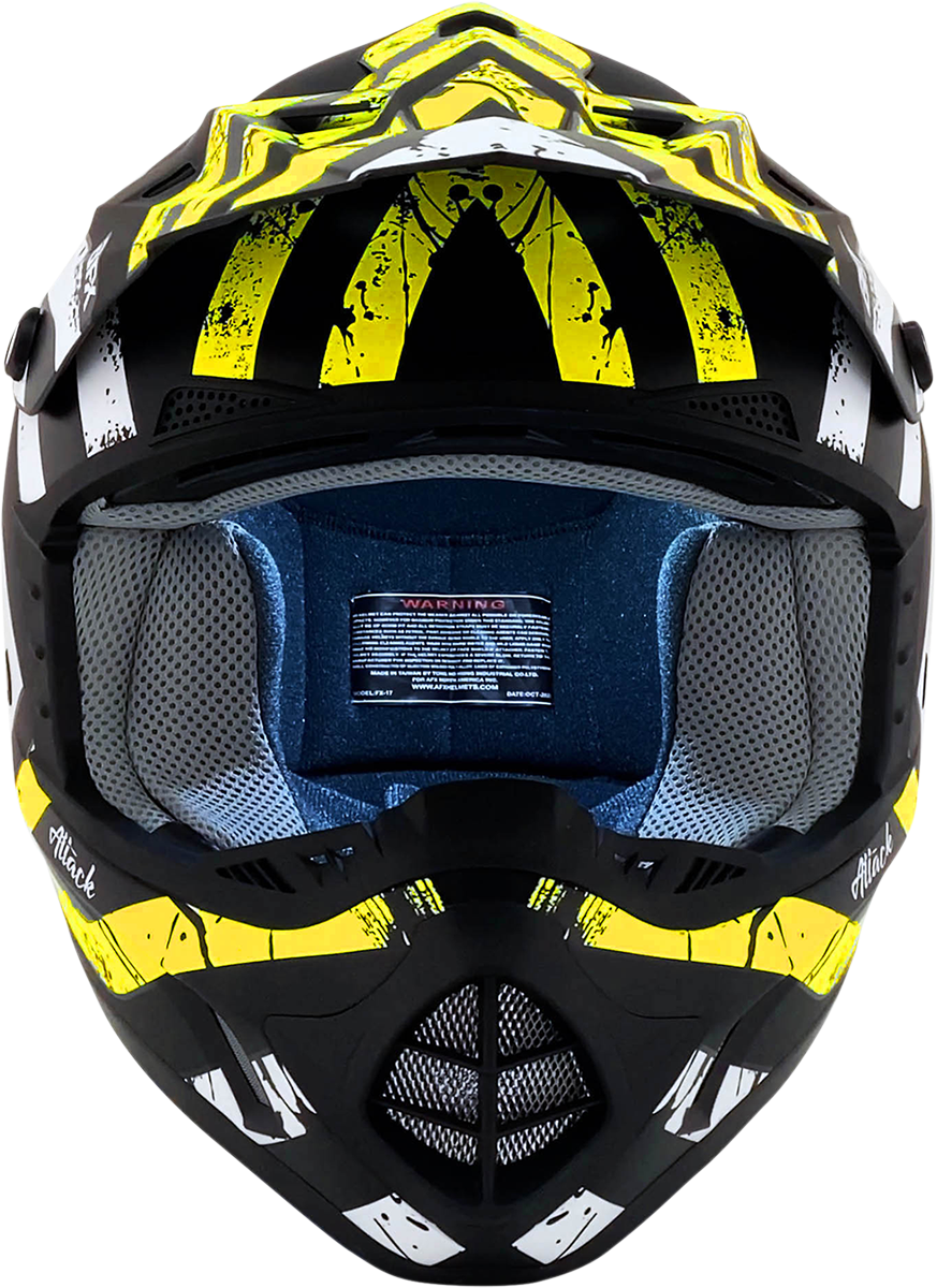 AFX FX-17Y Motorcycle Helmet - Attack - Matte Black/Hi-Vis Yellow - Medium 0111-1415