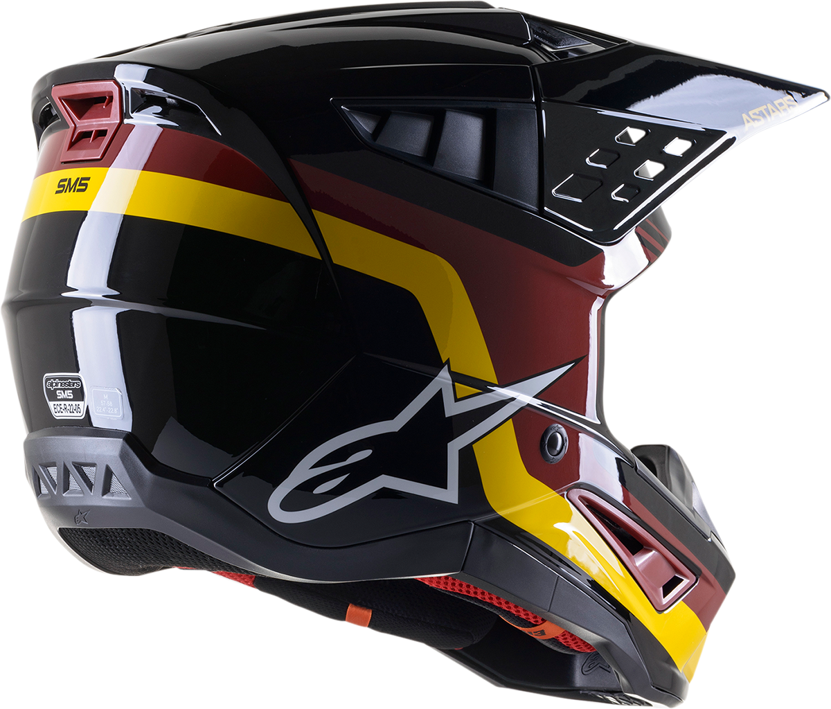 ALPINESTARS SM5 Motorcycle Helmet - Venture - Black/Bordeaux/Yellow/Glossy - Medium 8305122-1358-MD