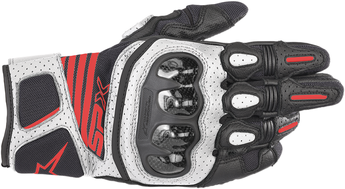 ALPINESTARS SPX AC V2 Gloves - Black/White/Fluo Red - 3XL 3567319-1231-3X