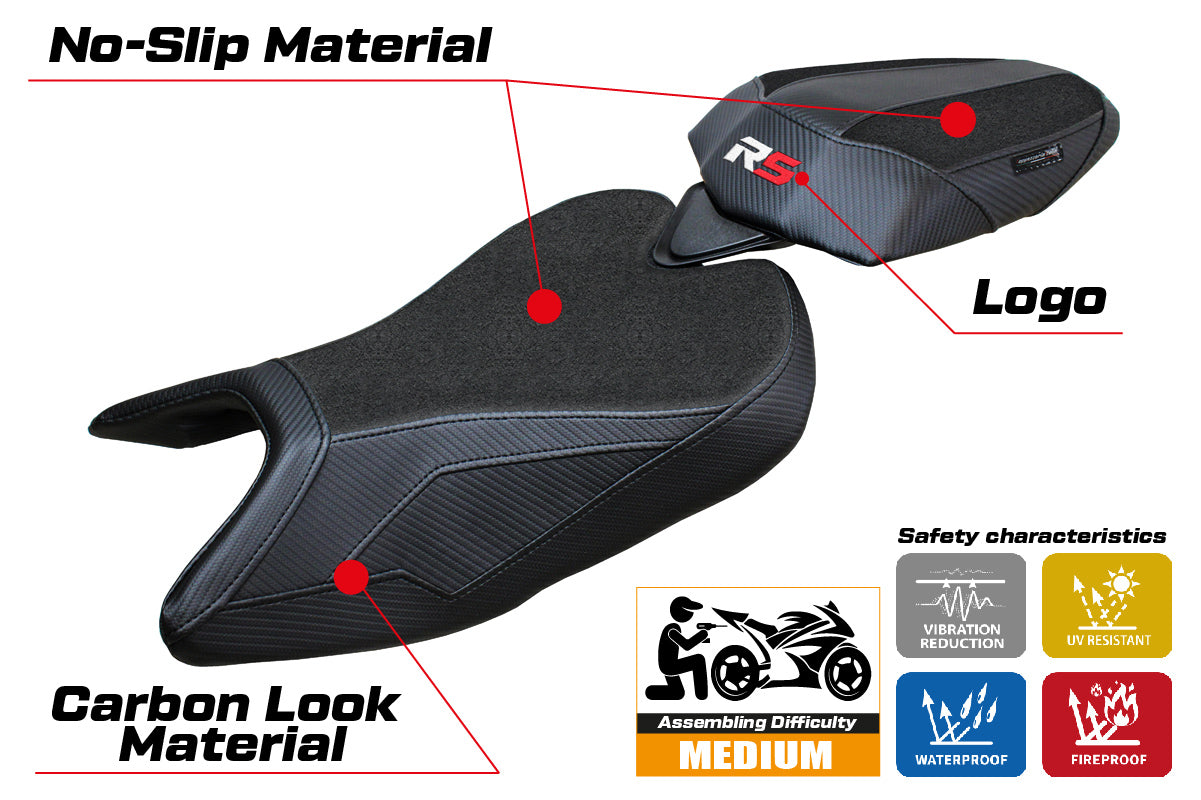 Aprilia RS 457 2023 2024 Seat Cover Tappezzeria Ultragrip Black