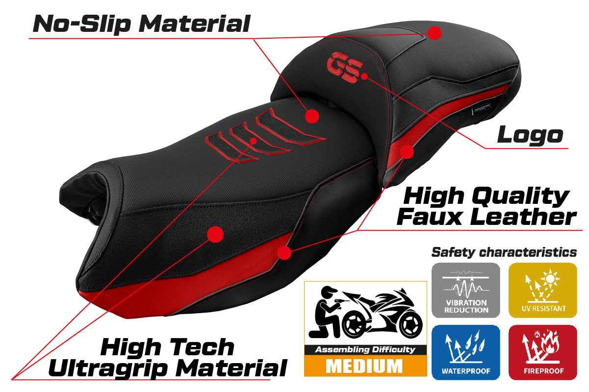 BMW R1250GS 2019 2020 2021 2022 2023 Seat Cover Tappezzeria Red Black SE