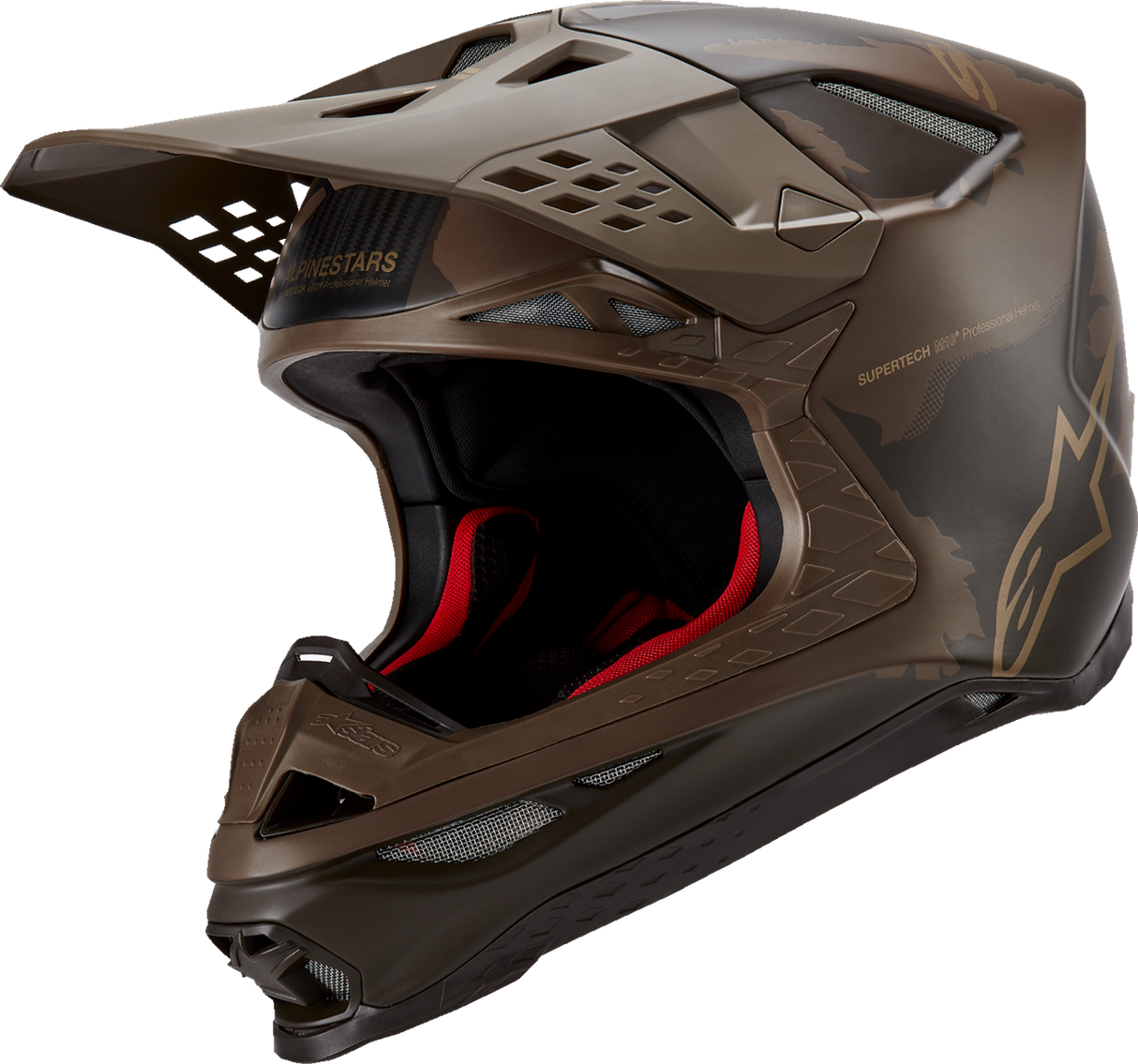 ALPINESTARS Supertech M10 Motorcycle Helmet - Squad - MIPS® - Dark Brown/Gold - Small 8302823-839-SM