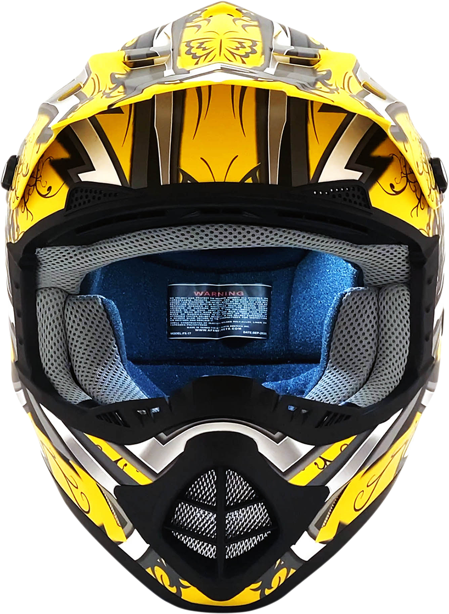 AFX FX-17Y Motorcycle Helmet - Butterfly - Matte Yellow - Small 0111-1393