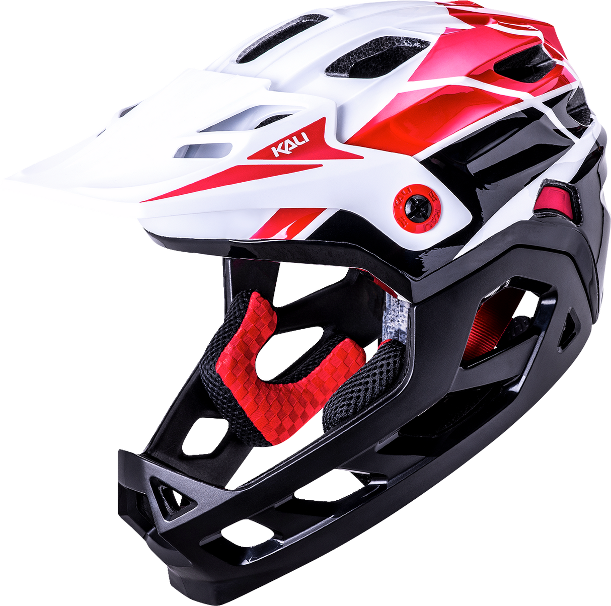 KALI Child Maya Full Face Bicycle Helmet - Race - Gloss White/Red/Black 0221922112