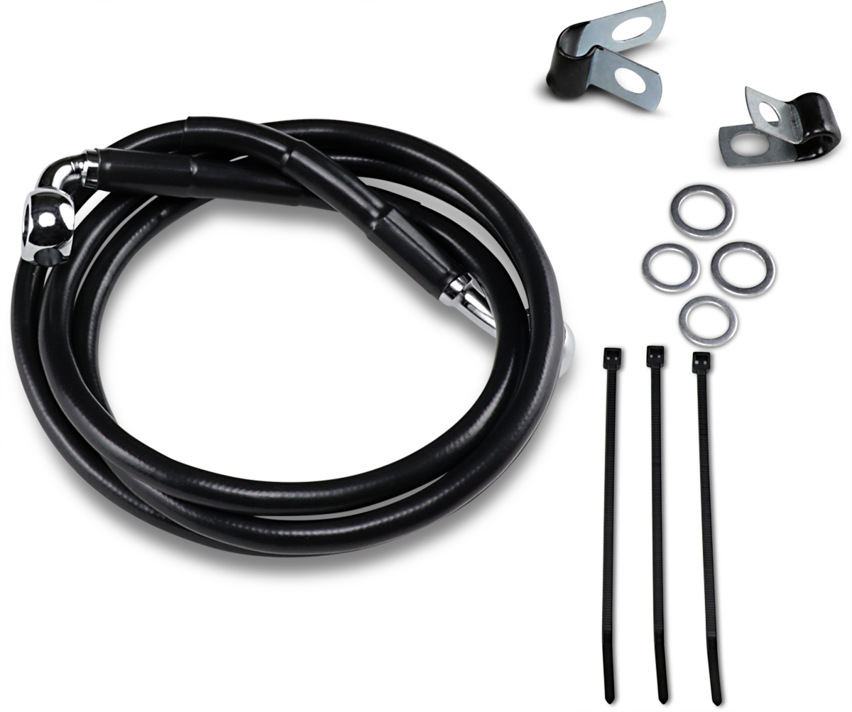 DRAG SPECIALTIES Brake Line - Front - Black - +4" 640113-4BLK