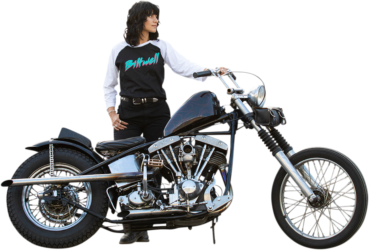 BILTWELL Women's 1985 Raglan T-Shirt - Black/White - Large 8144-060-004