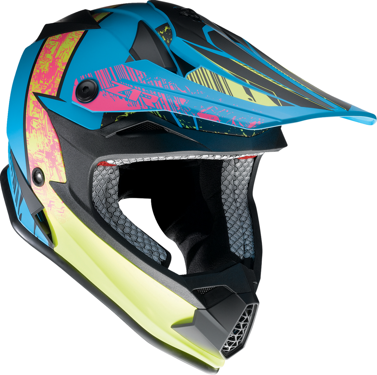 Z1R Youth F.I. Motorcycle Helmet - Fractal - MIPS - Matte Blue/Hi-Viz - Small 0111-1514