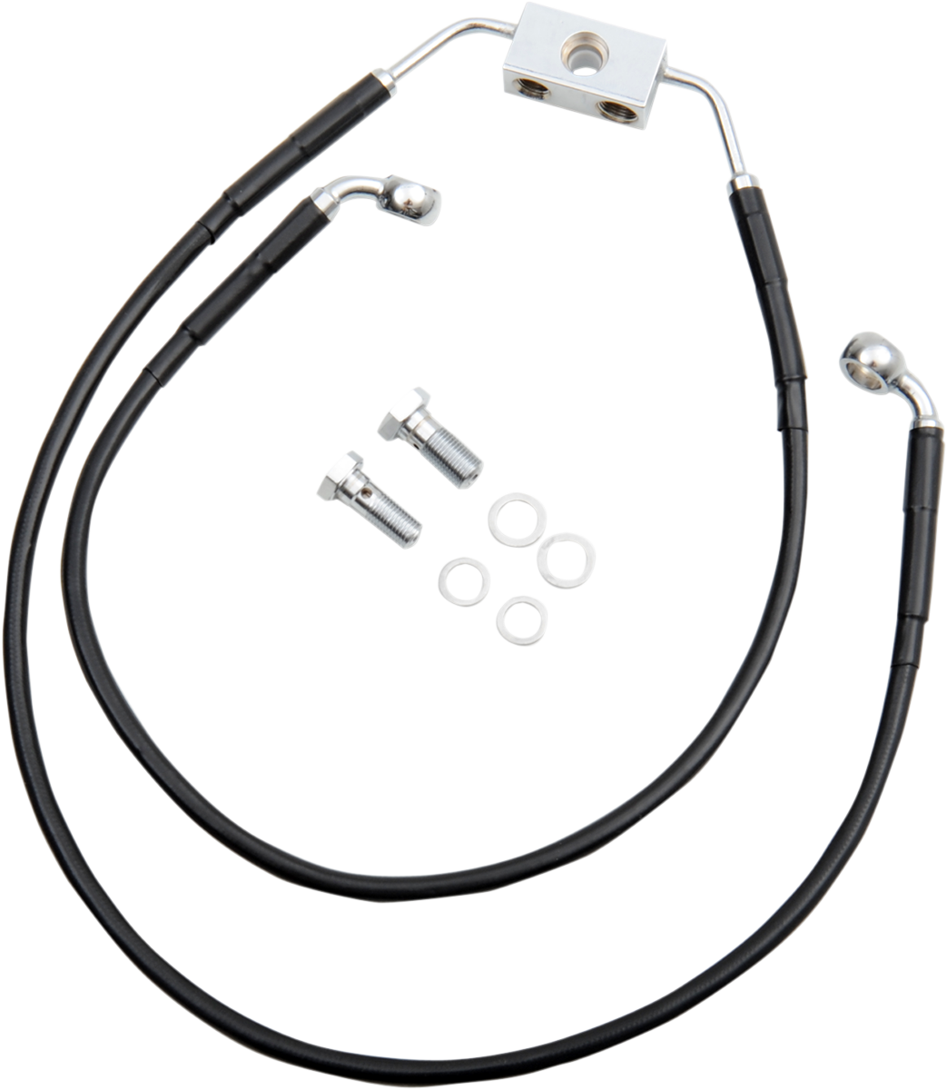 DRAG SPECIALTIES Brake Line - Front - Black - +4" 612138-4BLK