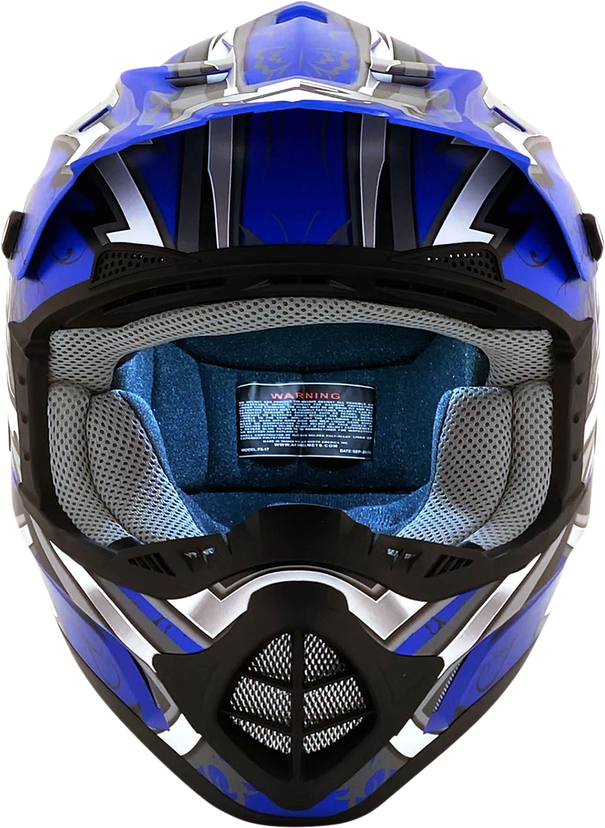 AFX FX-17Y Motorcycle Helmet - Butterfly - Matte Blue - Medium 0111-1388