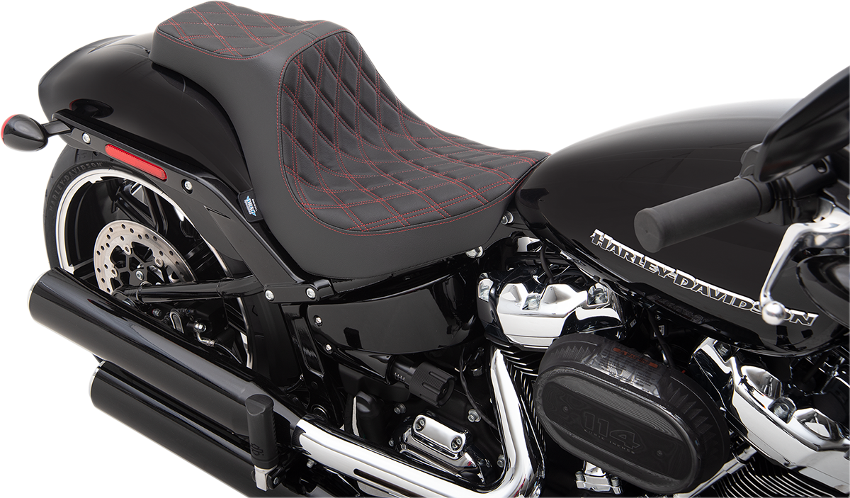 DRAG SPECIALTIES Predator III Seat - Double Diamond - Red Stitching 0802-1269