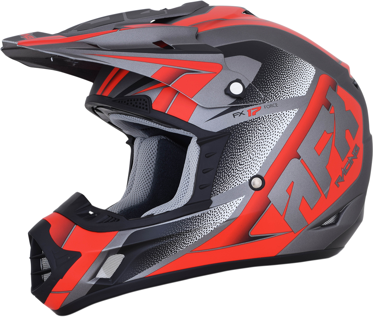 AFX FX-17 Motorcycle Helmet - Force - Frost Gray/Red - Medium 0110-5204