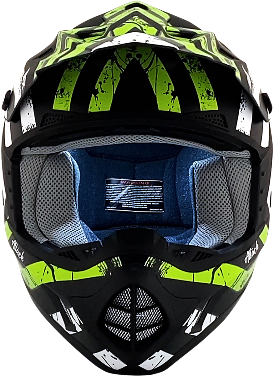 AFX FX-17Y Motorcycle Helmet - Attack - Matte Black/Green - Medium 0111-1418