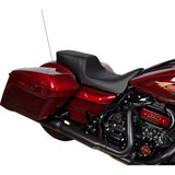 DRAG SPECIALTIES Predator 2Up Seat - Solar Leather - Black - Smooth - FLH '08-'23  0801-1495