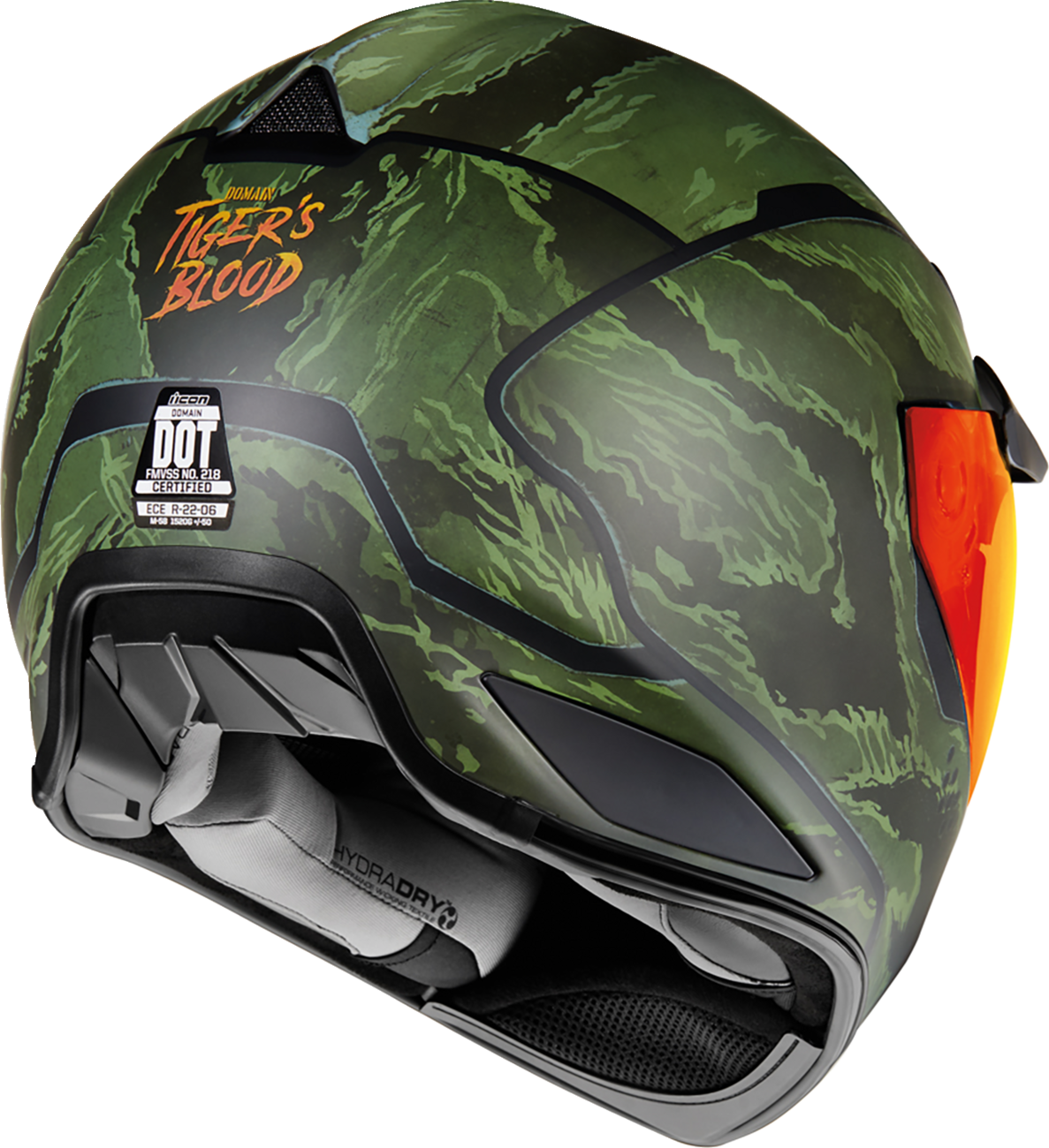 ICON Domain™ Motorcycle Helmet - Tiger's Blood - Green - XS 0101-14923