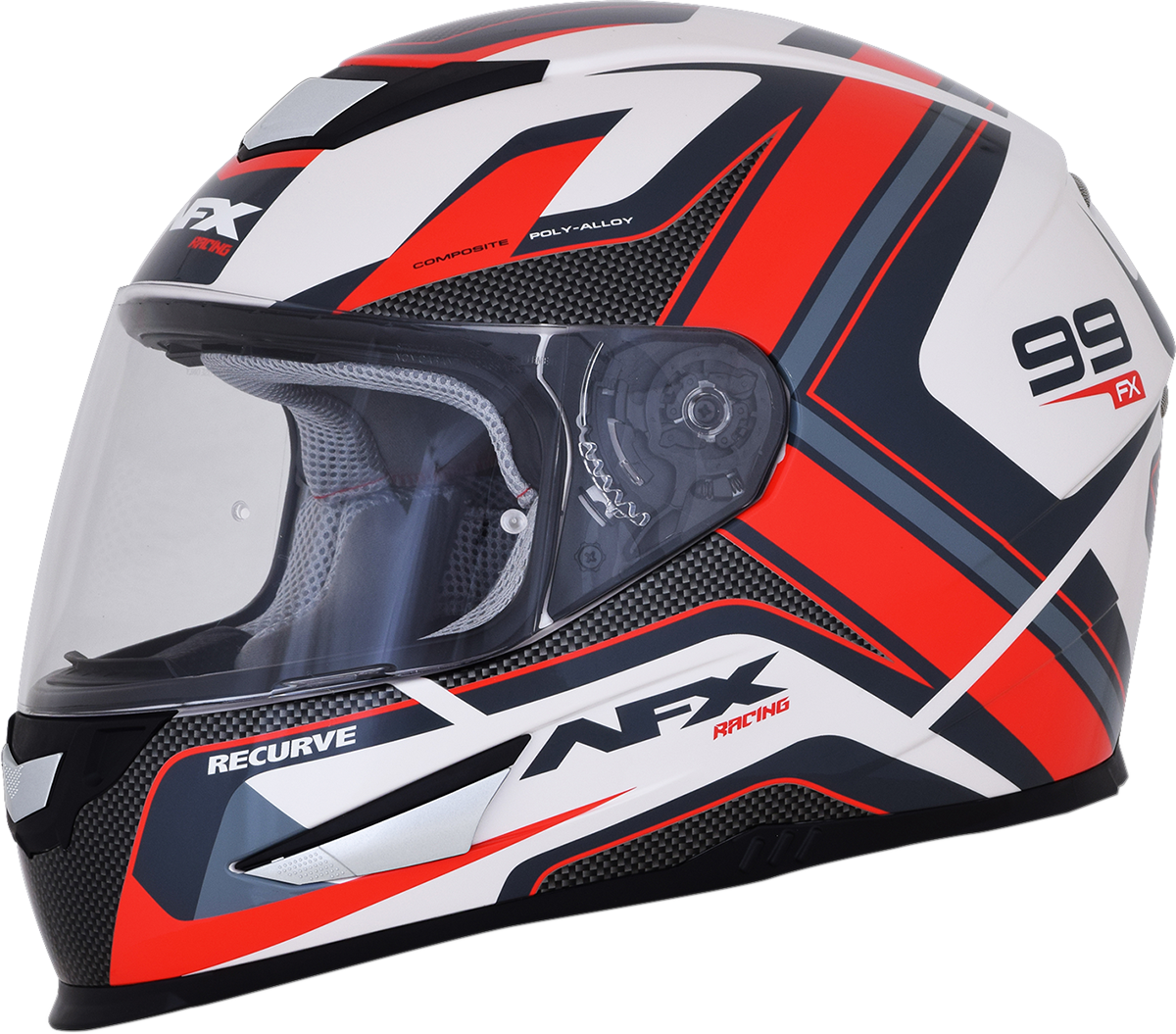 AFX FX-99 Motorcycle Helmet - Recurve - Pearl White/Red - Medium 0101-11127