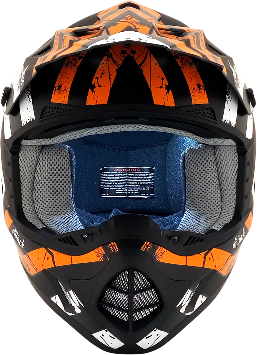 AFX FX-17Y Motorcycle Helmet - Attack - Matte Black/Orange - Medium 0111-1406